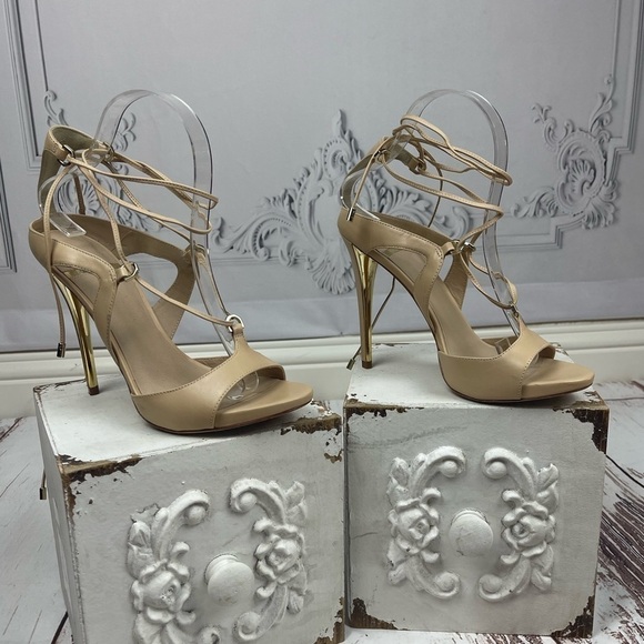 Elegant Beige Strappy Gladiator Heels Sexy Sandals - Picture 1 of 9